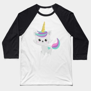 Unicorn Cat, Cute Cat, Gray Cat, Little Cat, Kitty Baseball T-Shirt